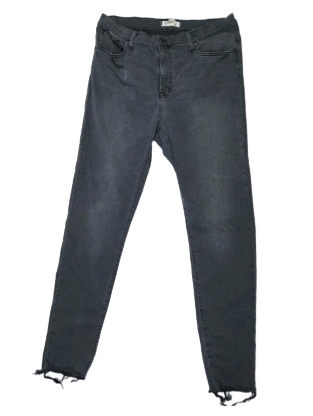 Madewell 10" High-Rise Skinny Jeans Size 32 Charcoal Raw Hem Grunge Indie